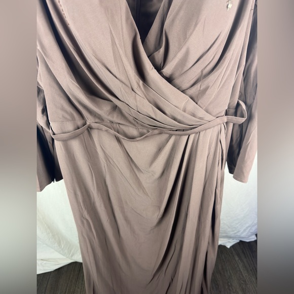 Mac Duggal Mocha FAUX WRAP JERSEY GOWN W/ EMBELLISHED ACCENTS Size 16 NWT - Picture 9 of 13